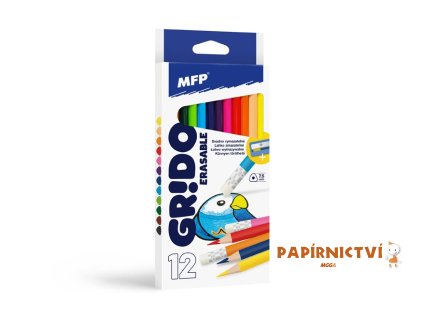 Pastelky MFP GRIDO 12 ks Gumovací triangular s ořezávátkem 6300587