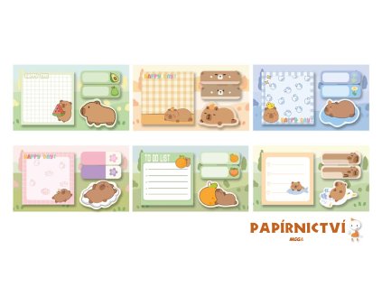 Bloček samolepicí capybara set 70x70mm+2ksx55x18mm+50x50mm,20l 7501645