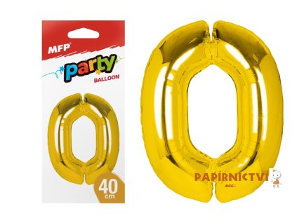 Balónek č. 0 nafukovací fóliový 40 cm - zlatý 8000173