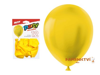 Balónek nafukovací 12ks sáček standard 26cm žlutý 8000188