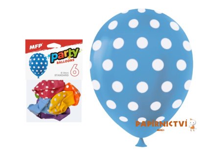 Balónek nafukovací 6ks sáček puntík 30cm mix 8000193
