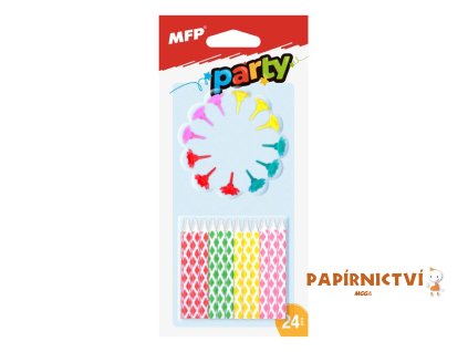 Dortové svíčky MFP barevné 24ks+12ks držák 8800063
