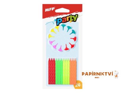 Dortové svíčky MFP neon 24ks+12ks držák 8800064