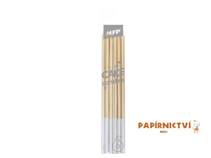 Dortové svíčky MFP 6ks 14cm zlaté 8800112