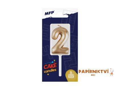 Dortová svíčka MFP balonek č. 2 zlatá 8800116