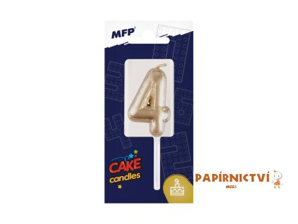 Dortová svíčka MFP balonek č. 4 zlatá 8800118