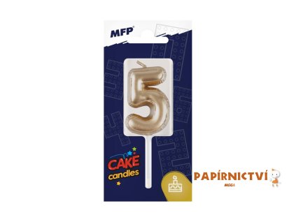 Dortová svíčka MFP balonek č. 5 zlatá 8800119