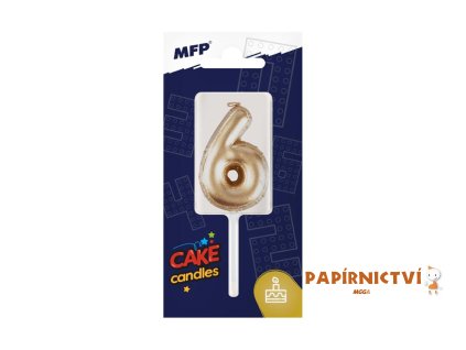 Dortová svíčka MFP balonek č. 6 zlatá 8800120