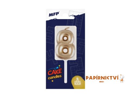 Dortová svíčka MFP balonek č. 8 zlatá 8800122