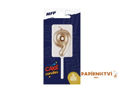 Dortová svíčka MFP balonek č. 9 zlatá 8800123