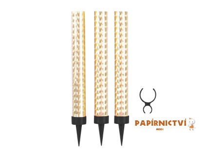 Fontána párty 12cm + držák na lahev - 3ks - zlatá 8800124