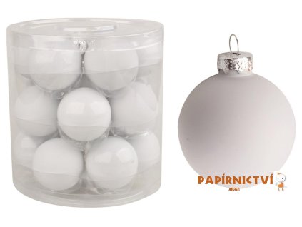 Baňky 3587 skleněné bílé  4 cm, 18ks 8882051