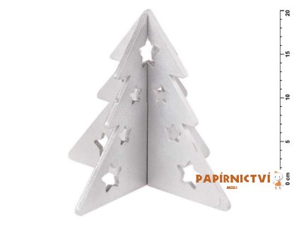 Stromek dřevo skládací stříbrný s glitrem 20cm 8885547