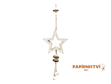 Závěs Hvězda dřevěný 11,5x11/37cm HW-54830A 8885598