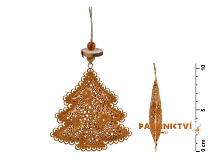 Závěs Stromek plech hnědá 8,5cm 8885735