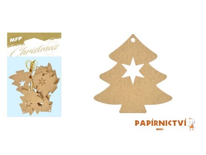 Závěs Stromek dřevěný zlatý 12ks/4,5cm XC20181275 8885855