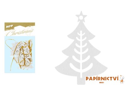 Závěs Stromek dřevěný bílý 12ks/4,5cm XC20181288 8885859