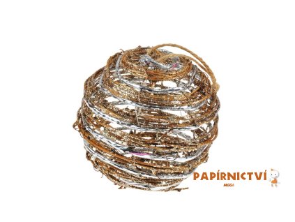 Baňka ratan zlatá vánoční 10cm R3843 8885939