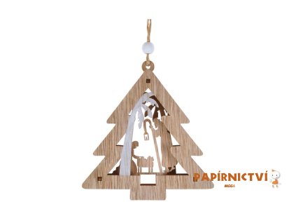 Závěs stromek 3D dřevo tmavé 10cm 8886018