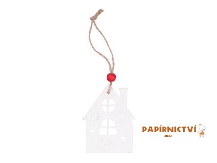 Závěs dřevěný domek 7,5cm/2ks bílý 8886390