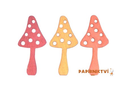 Dekorace houby 12ks dřevo 4cm 8886408