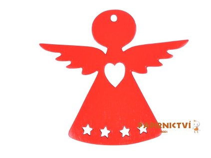 Dekorace anděl 12ks červený 4cm dřevo 8886425