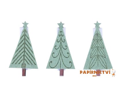 Kolíček stromek 9ks filc zelený 4,5cm 8886458