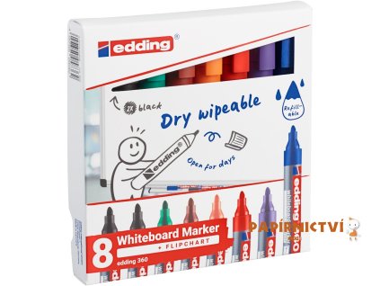 Popisovač na bílé tabule EDDING 360, sada 8 barev