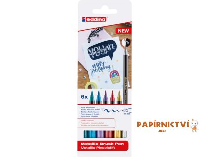 Štětcový fix EDDING 1340/6, sada 6 metalických barev
