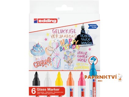 Popisovač na sklo EDDING 95/6, sada 6 barev
