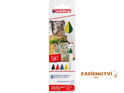 Popisovač na textil EDDING 4600/5, sada základních barev