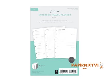 Filofax, Notebook, náplň A5, plánování cestování