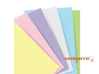 Filofax, Papíry pro diáře, linkované, A5, mix pastelových barev