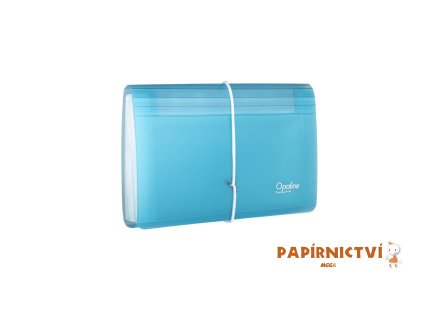 Organizér na dokumenty s gumou DL Opaline čirá-modrá 13kapes 2-490
