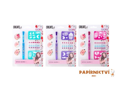 TETOVACÍ PERO+šablony+diamanty 3 druhy 84204V1