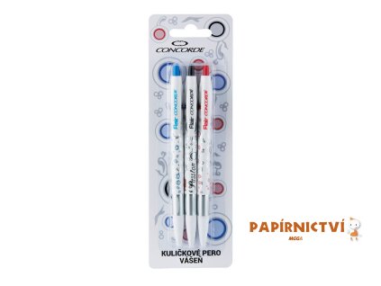 Kuličkové pero CONCORDE Vášeň 3ks, 0,6mm, blistr A59939