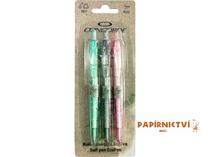 Kuličkové pero CONCORDE EcoPen 0,5mm, 3ks blistr A14582
