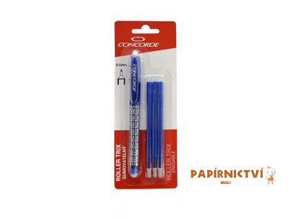 Roller CONCORDE Trix gumovatelný, 0,5mm, modrý + 3ks náplně A14664