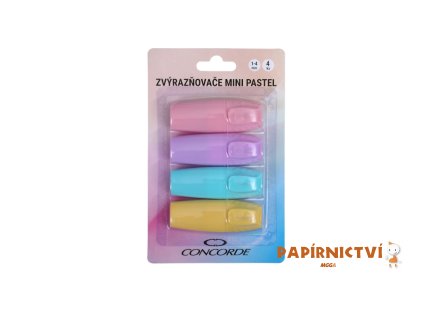 Sada zvýrazňovačů CONCORDE Mini Pastel, 4ks blistr A65697