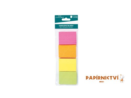 Samolepicí bloček CONCORDE 51 x 38mm, 4 kusy x 50 listů, závěs, neon barevné A09