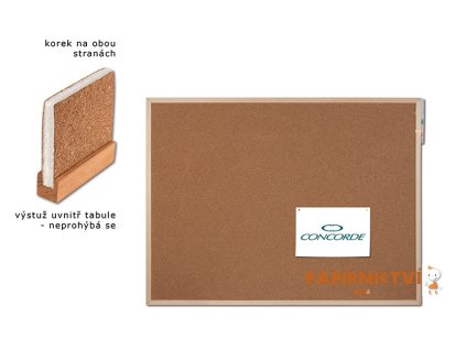 Korková tabule CONCORDE 90 x 120cm, vyztužená, oboustranná A0454