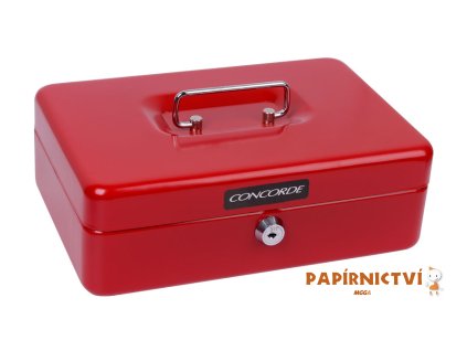 Kovová pokladna CONCORDE č. 33, 250 x 180 x 90mm, červená A1275091