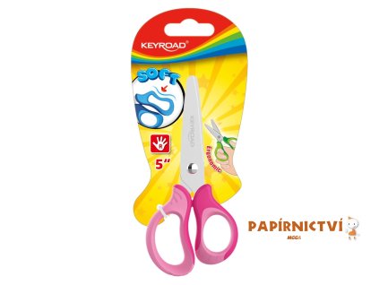 Dětské nůžky KEYROAD Soft, 12,5cm, blistr, růžové A615-2