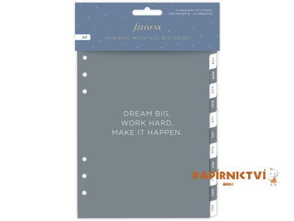 FILOFAX náplň A5, rozřazovač Minimal bílý, měsíční