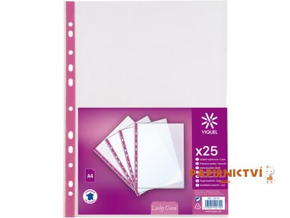 VIQUEL PP kapsa A4 Lady lesklá, růžový proužek, 25 ks