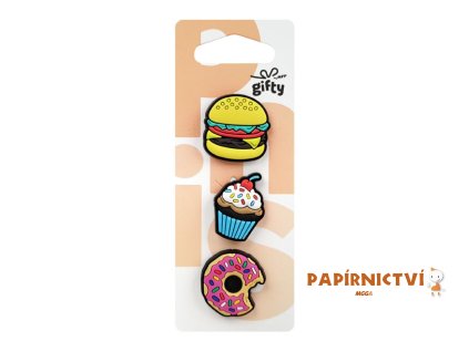 Gifty - Silikonová sada 3 pinů fast food