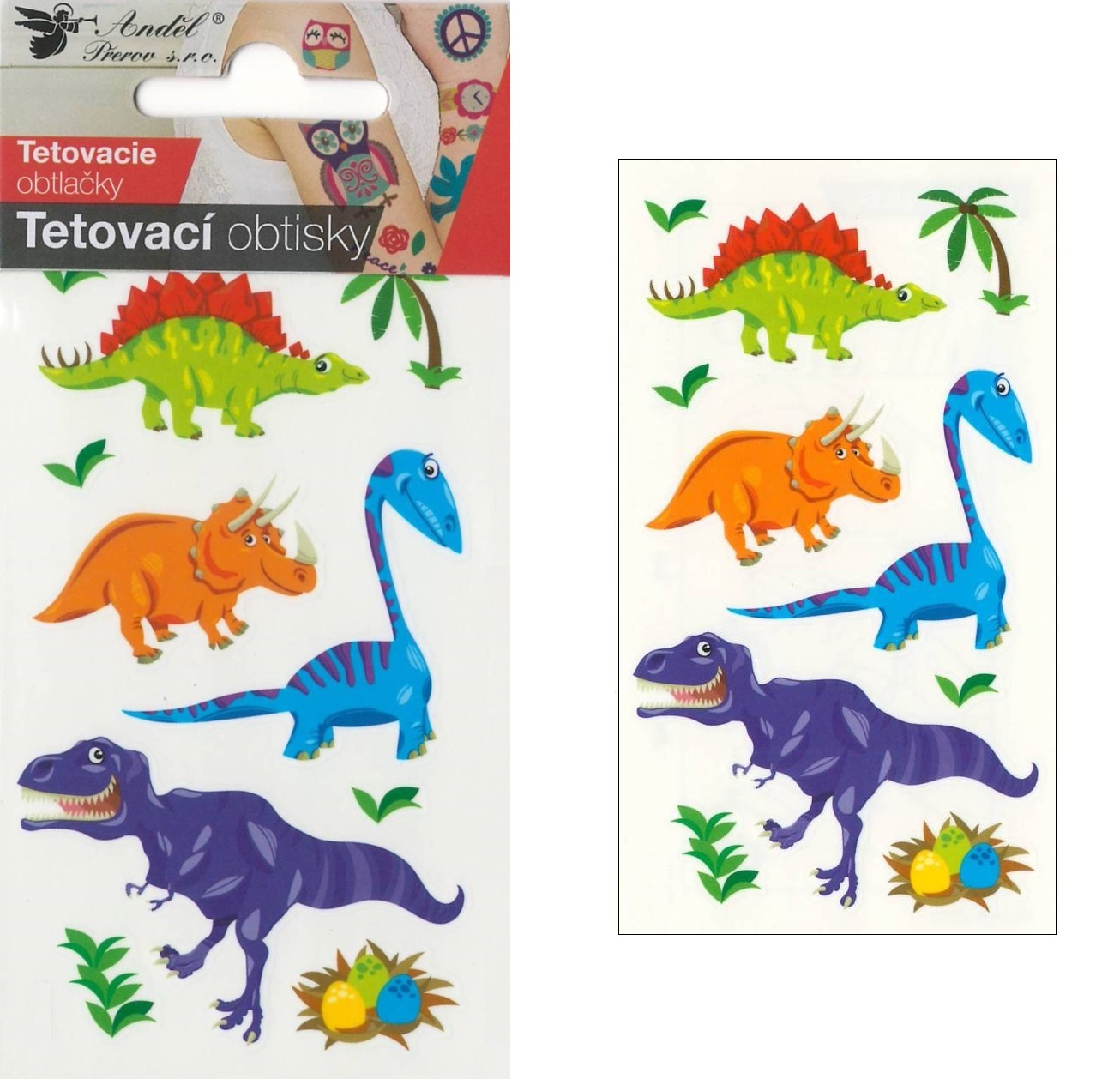 Tetovací obtisky 10,5x6cm - malí dinosauři