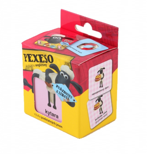 Y-Ovečka Shaun Na prázdninách - pexeso s výukou angličtiny, 36 kartiček v krabič