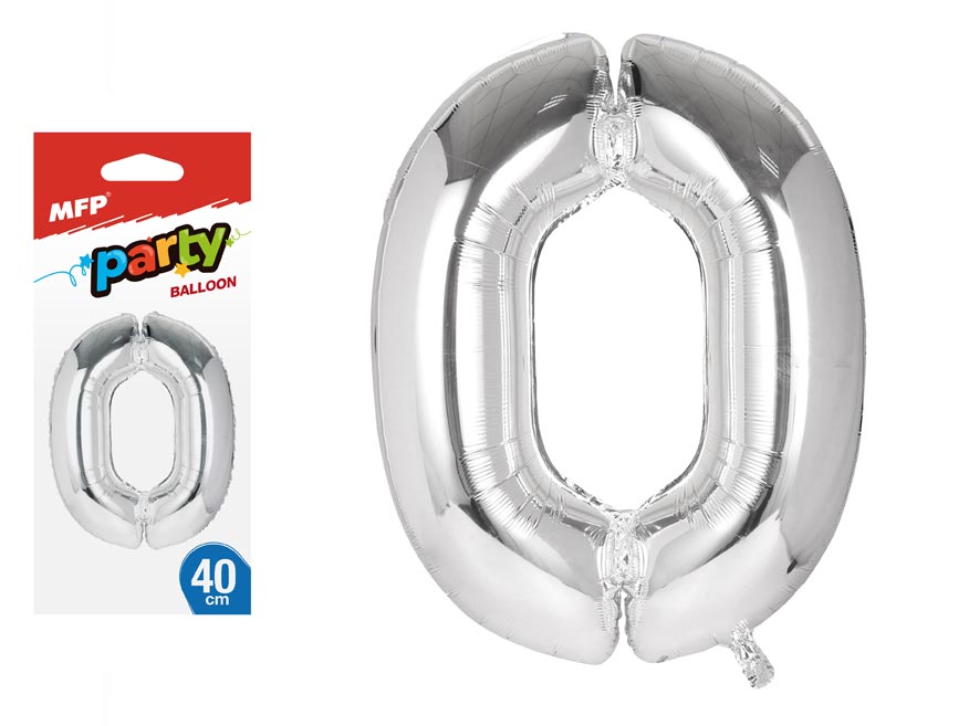 Fotografie balónek č. 0 nafukovací fóliový 40 cm - stříbrný 8000133