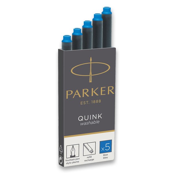 Inkoustové bombičky PARKER, omyvatelné - modré (5ks)